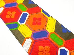 中野織物製　花亀甲模様織り出し　袋帯